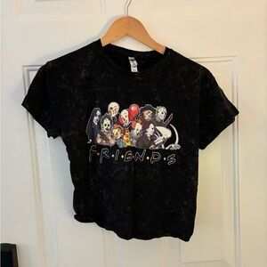 Horror Black Graphic Crop Top